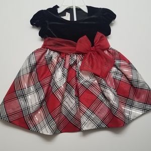 Bonnie Jean Baby Black Velvet and Red Plaid Dress